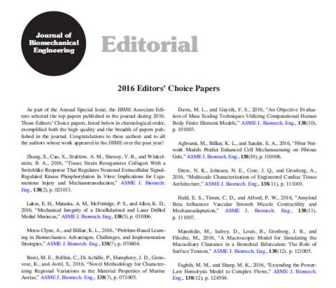 List of editor's choice papers